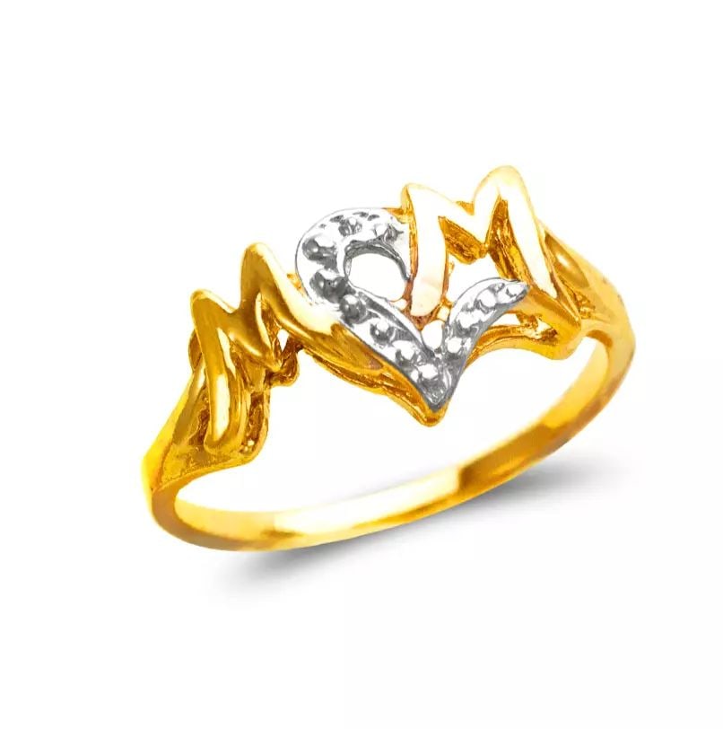 NEW 14K TWO TONE GOLD MOM CZ RING (1 of 2)