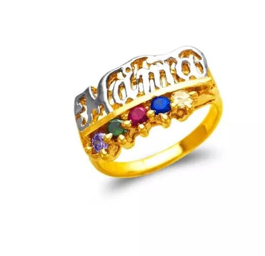 NEW 14K TWO TONE GOLD MAMA CZ RING: NEW 14K TWO TONE GOLD MAMA CZ RING 14K Two Tone Gold Size 7 Approx. 11mm High Polished/Cubic Zirconia Weight: 4.2 Grams