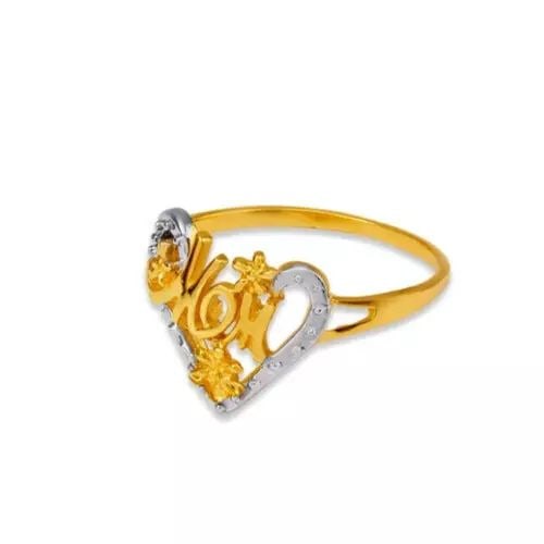 NEW 14K TWO TONE GOLD MOM CZ RING: NEW 14K TWO TONE GOLD MOM CZ RING 14K TWO TONE Gold Size 7 Approx. 10mm High Polished/Cubic Zirconia Weight: 1.9 Grams