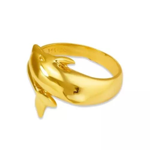 NEW 14K YELLOW GOLD LADIES DOLPHIN TAIL DESIGN RING (1 of 2)