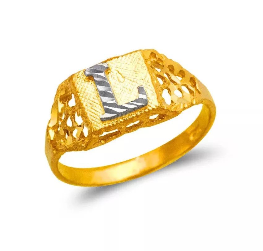 NEW 14K TWO TONE GOLD LADIES INITIAL RING (1 of 2)
