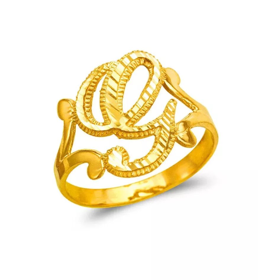 NEW 14K YELLOW GOLD LADIES CURSIVE INITIAL RING (1 of 2)
