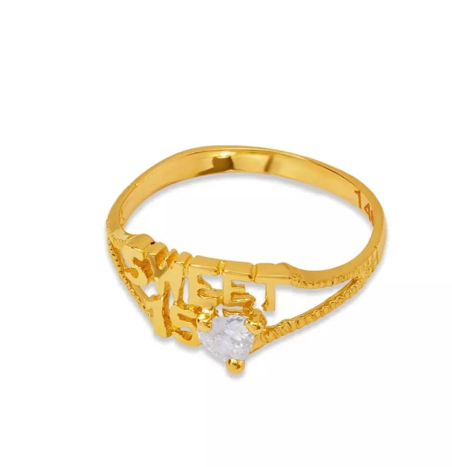 NEW 14K TWO TONE GOLD LADIES SWEET 15 RING: NEW 14K TWO TONE GOLD LADIES SWEET 15 RING 14K Two Tone Gold Size 7 Approx. 8mm Center High Polished/Cubic Zirconia Weight: 1.6 Grams