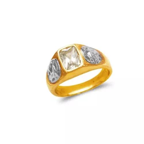 NEW 14K TWO TON GOLD KIDS CZ RING: NEW 14K TWO TON GOLD KIDS CZ RING 14K Two Tone Gold Approx.8mm [Center] High Polished/Cubic Zirconia Weight: 5.0 Grams