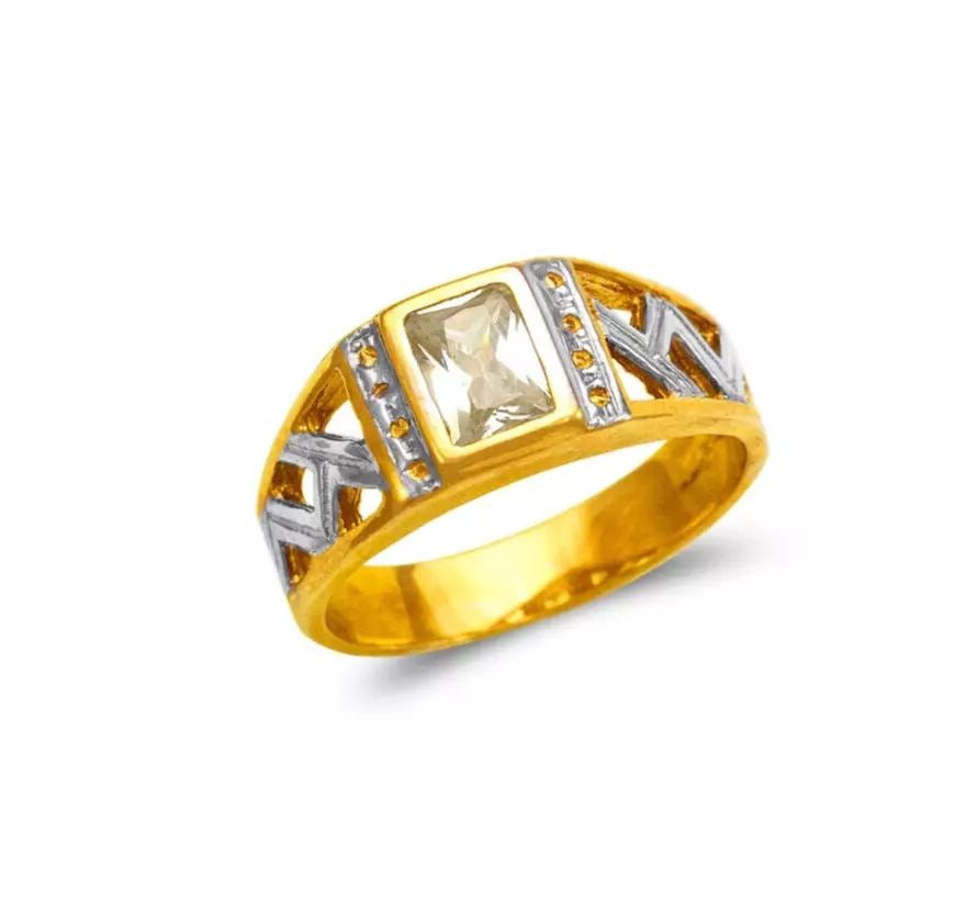 NEW 14K TWO TONE GOLD KIDS CZ RING (1 of 2)