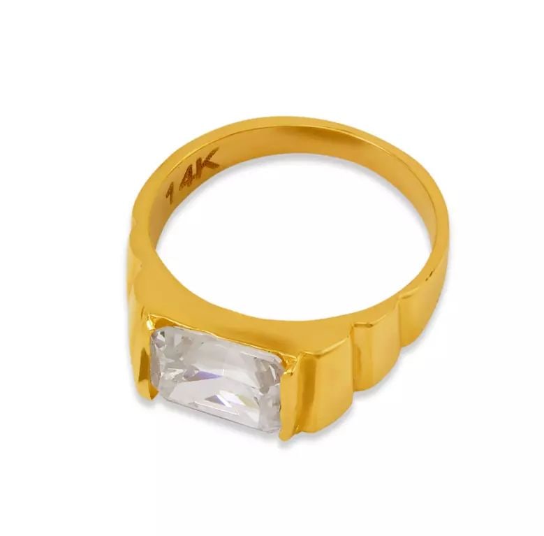 NEW 14K YELLOW GOLD KIDS CZ RING: NEW 14K YELLOW GOLD KIDS CZ RING 14K Yellow Gold Approx.6mm [Center] High Polished/Cubic Zirconia Weight: 2.5 Grams
