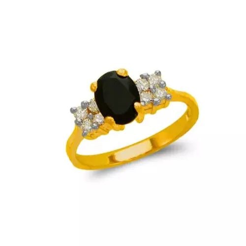 NEW 14K TWO TONE GOLD LADIES ONYX RING (1 of 2)