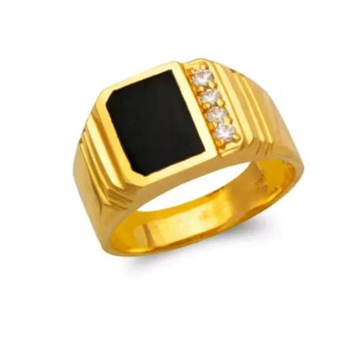 NEW 14K YELLOW GOLD MEN'S FULL CUT ONYX RING (1 of 2)