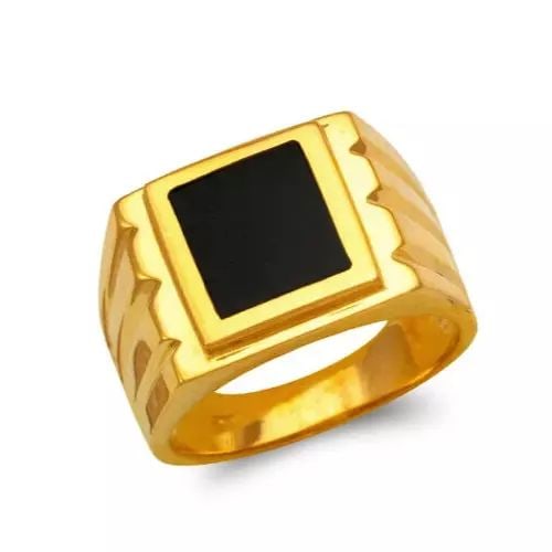 NEW 14K YELLOW GOLD MEN'S FULL CUT ONYX RING (1 of 2)