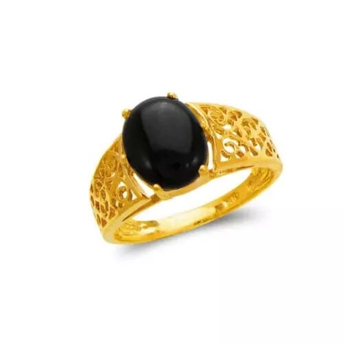 NEW 14K YELLOW GOLD LADIES ONYX RING (1 of 2)