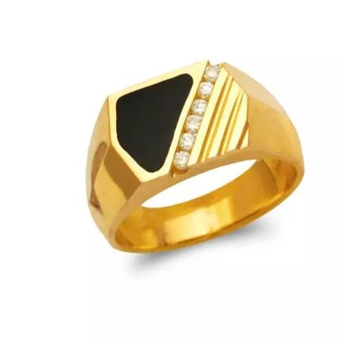 NEW 14K YELLOW GOLD MEN'S FULL CUT ONYX RING (1 of 2)