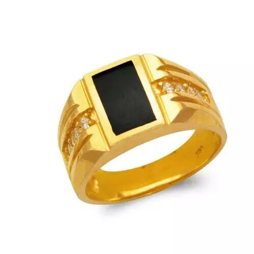 NEW 14K YELLOW GOLD MEN'S FULL CUT ONYX RING (1 of 2)