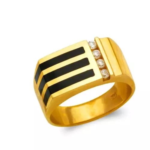 NEW 14K YELLOW GOLD MEN'S FULL CUT ONYX RING: NEW 14K YELLOW GOLD MEN'S FULL CUT ONYX RING 14K Yellow Gold Size 10 Approx. 11mm High Polished/Diamond Cut Weight: 10.0 Grams