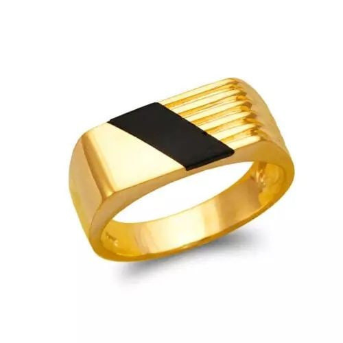 NEW 14K YELLOW GOLD MEN'S FULL CUT ONYX RING (1 of 2)
