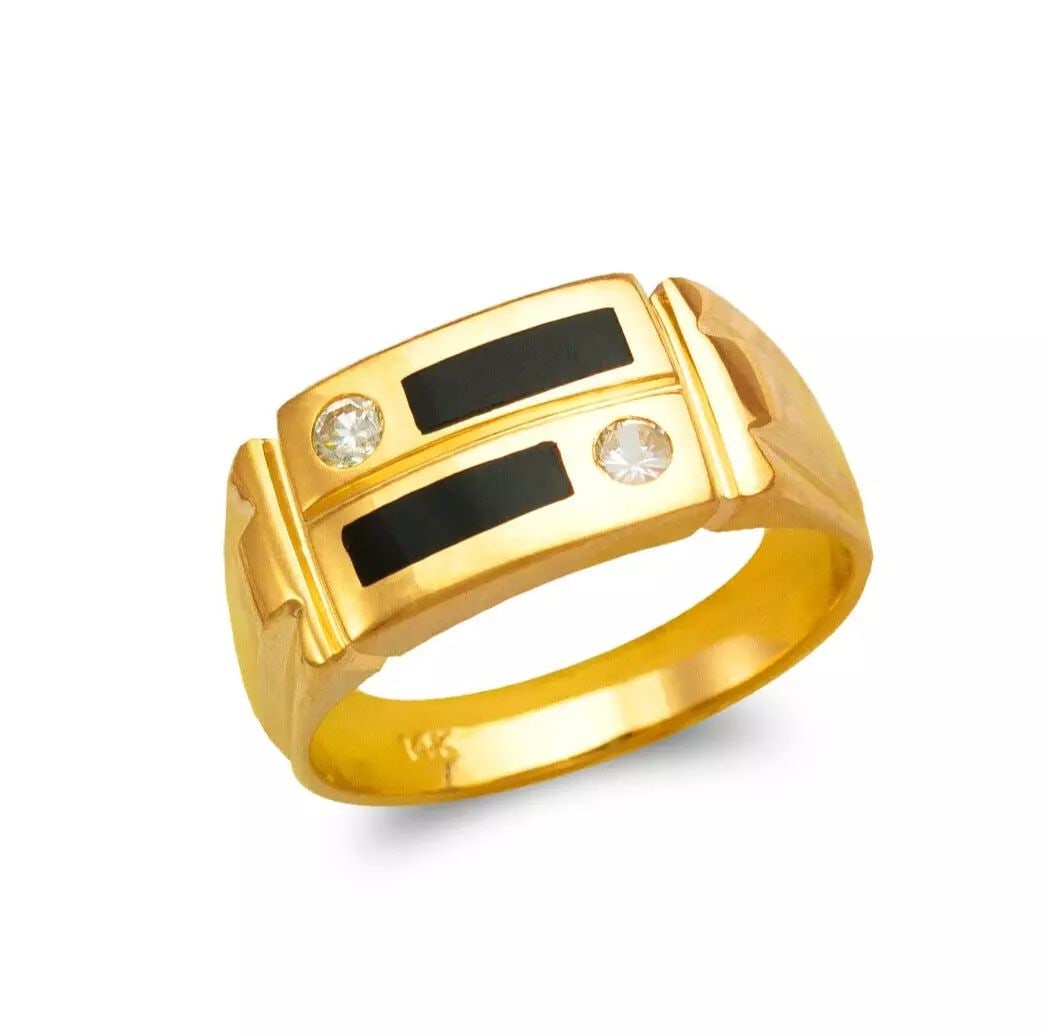 NEW 14K YELLOW GOLD MEN'S FULL CUT ONYX RING (1 of 2)