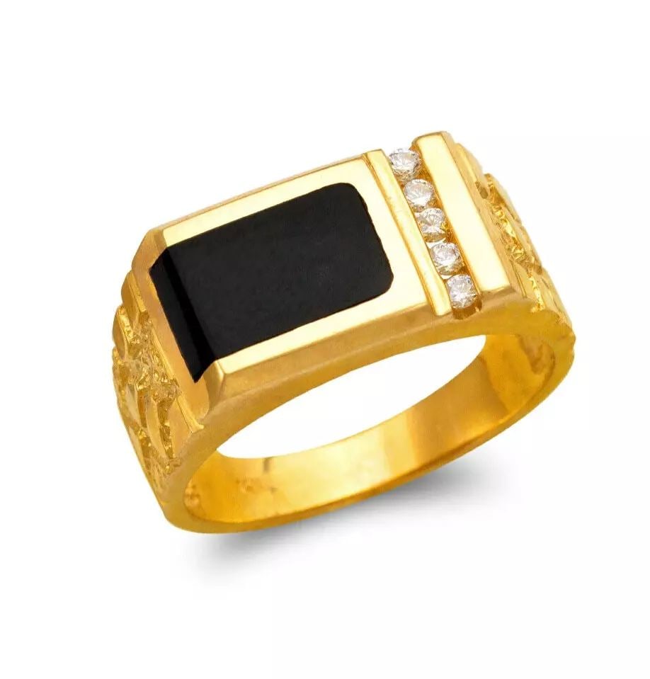 NEW 14K YELLOW GOLD MEN'S FULL CUT ONYX RING (1 of 2)