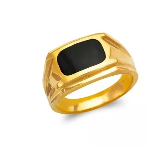 NEW 14K YELLOW GOLD MEN'S FULL CUT ONYX RING (1 of 2)