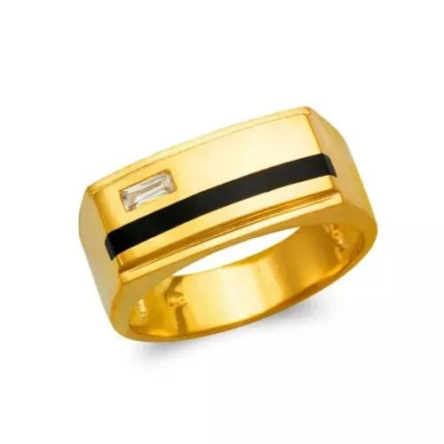 NEW 14K YELLOW GOLD MEN'S FULL CUT ONYX RING (1 of 2)