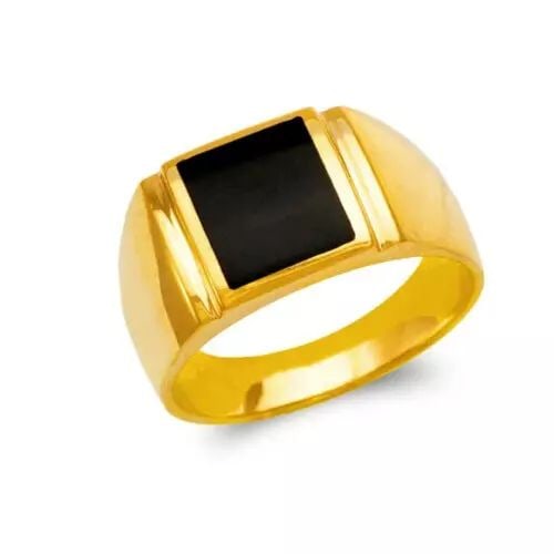 NEW 14K YELLOW GOLD MEN'S FULL CUT ONYX RING (1 of 2)