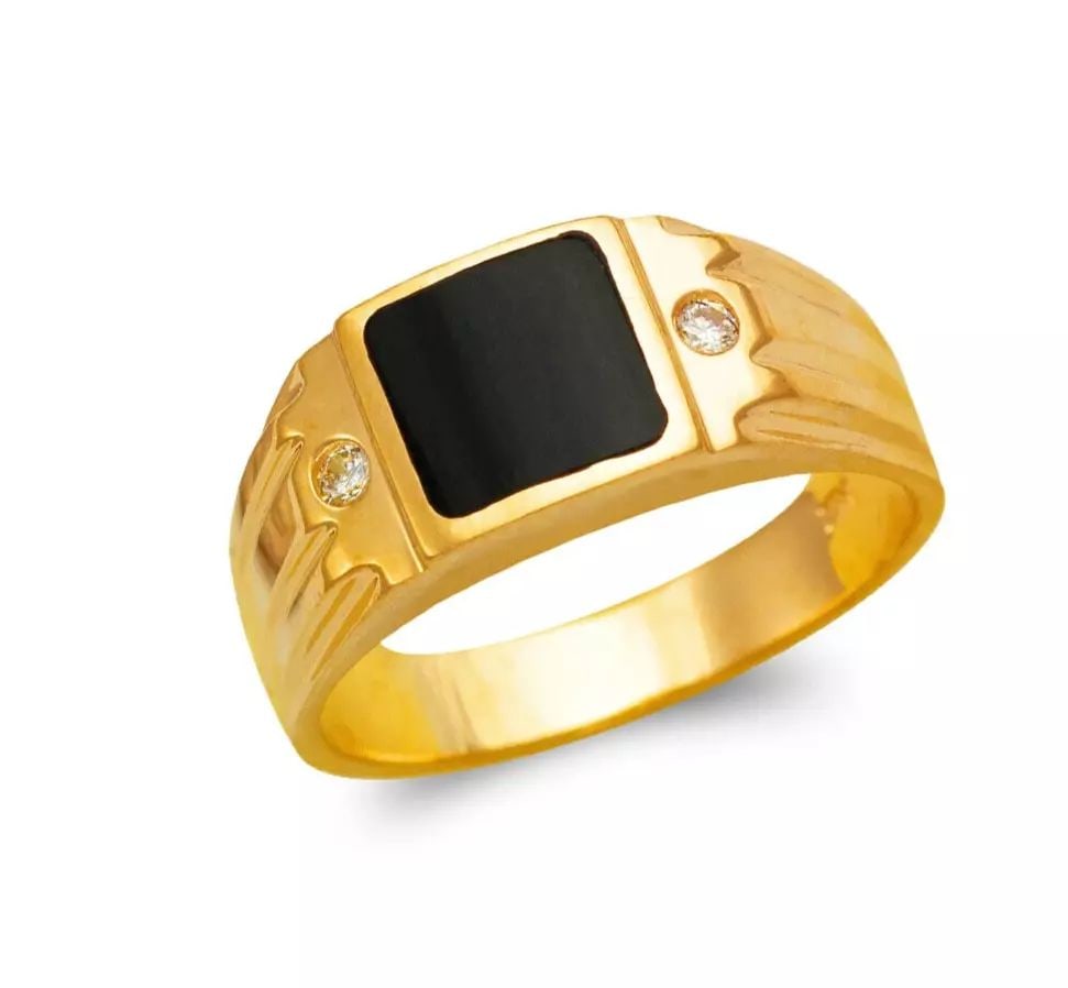 NEW 14K YELLOW GOLD MEN'S FULL CUT ONYX RING: NEW 14K YELLOW GOLD MEN'S FULL CUT ONYX RING 14K Yellow Gold Size 10 Approx. 9 mm High Polished/Diamond Cut Weight: 6.7 Grams
