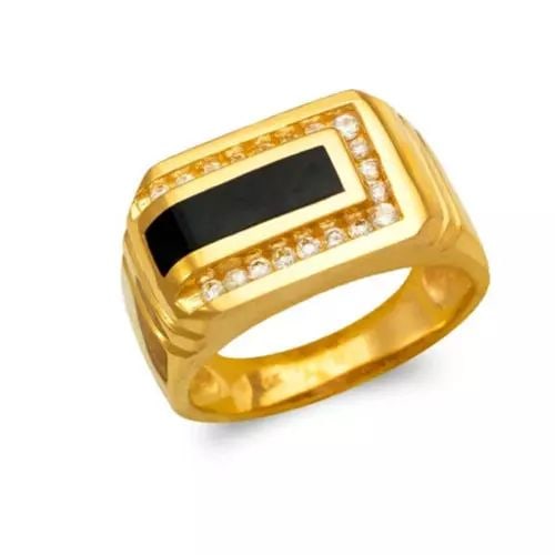 NEW 14K YELLOW GOLD MEN'S FULL CUT ONYX RING (1 of 2)