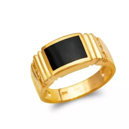 NEW 14K YELLOW GOLD MEN'S FULL CUT ONYX RING (1 of 2)