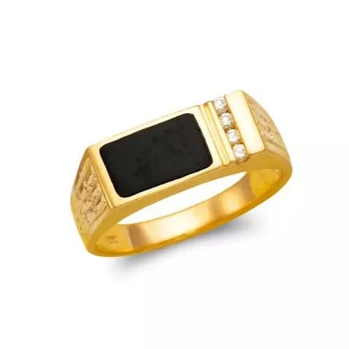 NEW 14K YELLOW GOLD MEN'S FULL CUT ONYX RING (1 of 2)
