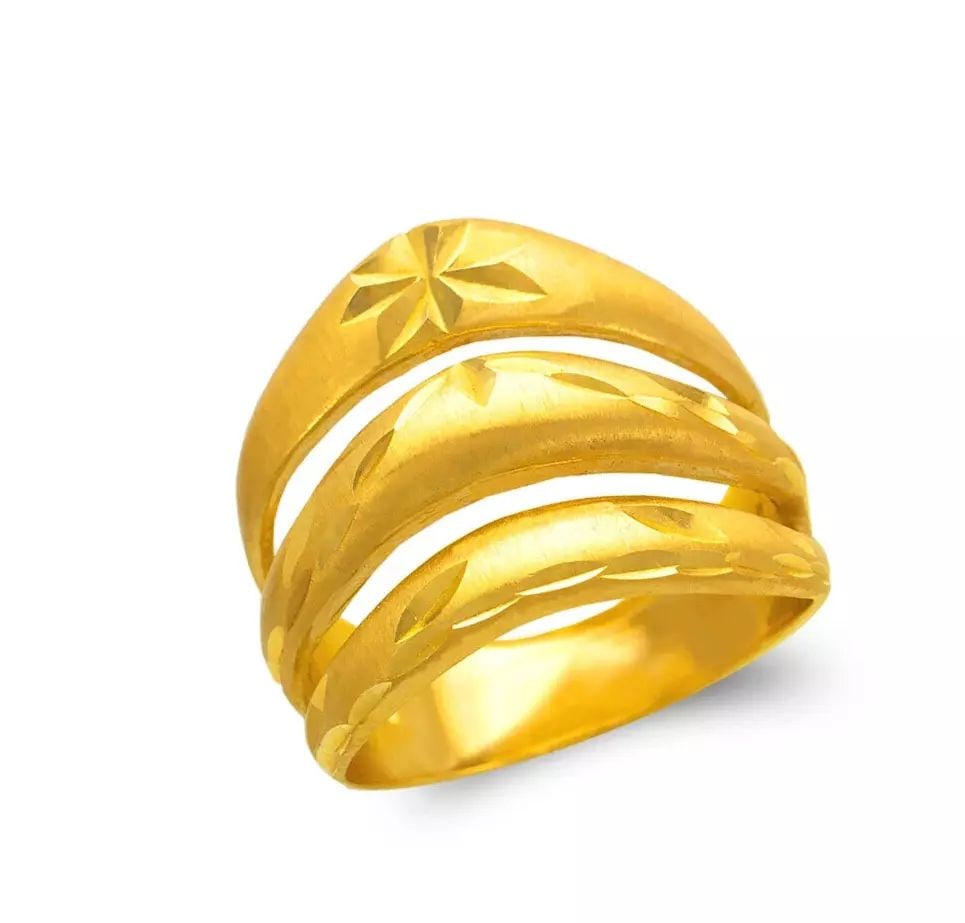 NEW 14K YELLOW GOLD LADIES 3 LAYER BAND RING (1 of 2)