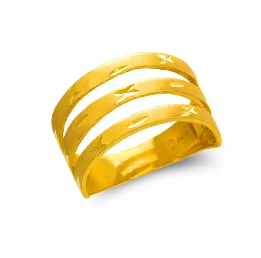 NEW 14K YELLOW GOLD LADIES 3 LAYER BAND RING (1 of 2)