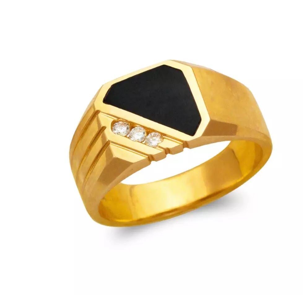 NEW 14K YELLOW GOLD MEN'S FULL CUT ONYX RING (1 of 2)