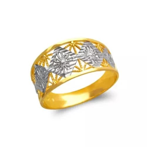 NEW 14K TWO TONE GOLD LADIES FILIGREE RING: NEW 14K TWO TONE GOLD LADIES FILIGREE RING 14K Two Tone Gold Size 7 Approx. 10 mm High Polished/Diamond Cut Weight: 2.1 Grams