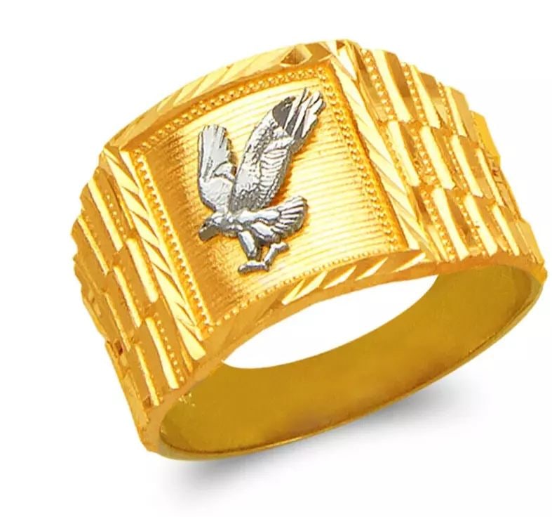 NEW 14K TWO TONE MEN'S EAGLE RING (1 of 2)