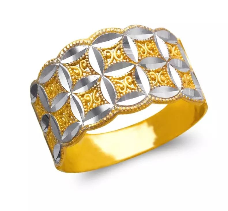 NEW 14K TWO TONE GOLD LADIES DECORATIVE FILIGREE RING (1 of 2)