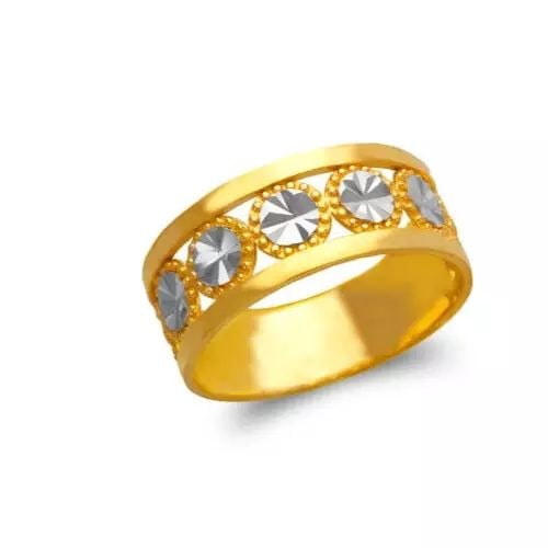 NEW 14K TWO TONE GOLD LADIES FILIGREE RING: NEW 14K TWO TONE GOLD LADIES FILIGREE RING 14K Two Tone Gold Size 7 Approx. 8mm High Polished/Diamond Cut Weight: 3.1 Grams