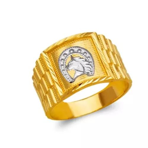 NEW 14K TWO TONE GOLD MEN'S HORSESHOE RING (1 of 2)