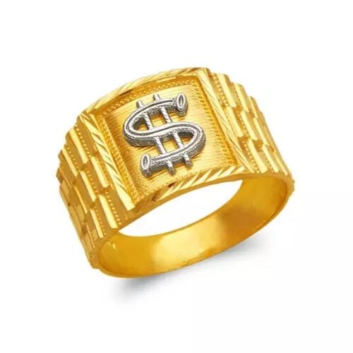 NEW 14K TWO TONE GOLD MEN'S DOLLAR SING RING (1 of 2)