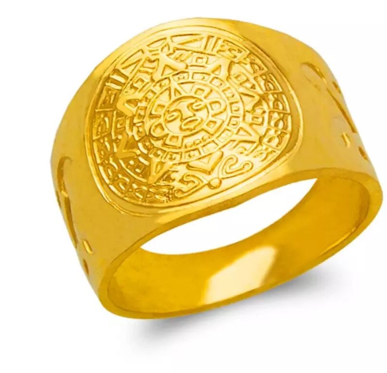 NEW 14K YELLOW GOLD MEN'S AZTEC RING (1 of 2)