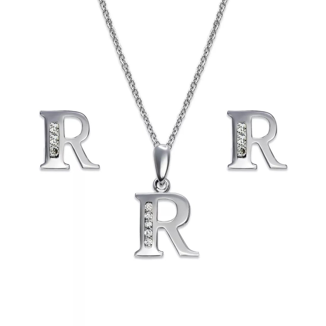 NEW 14K YELLOW GOLD INITIAL " R " COLLECTION SET EARRINGS PENDANT (1 of 2)