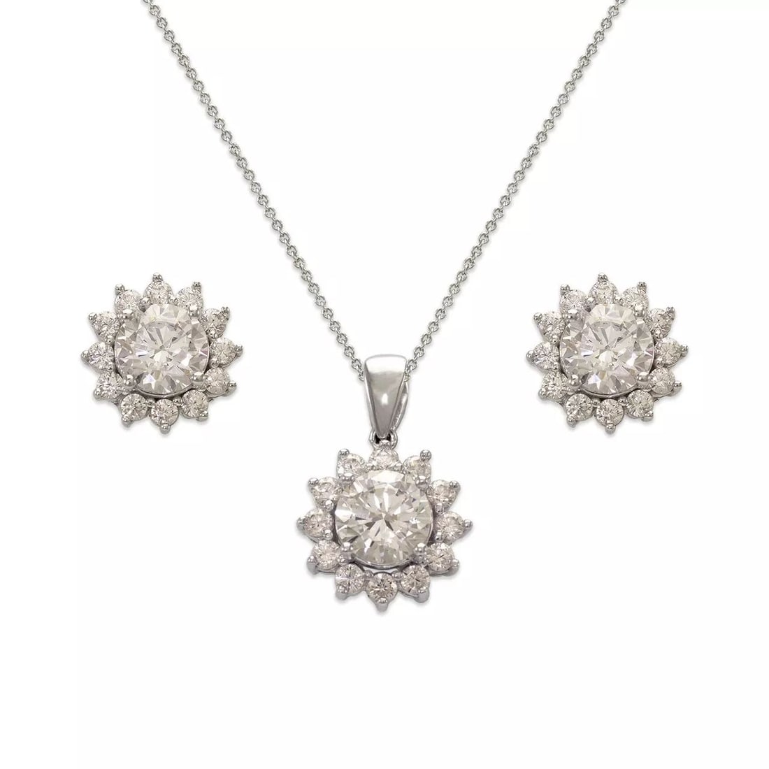 NEW 14K WHITE GOLD FANCY COLLECTION SET EARRINGS PENDANT (1 of 2)