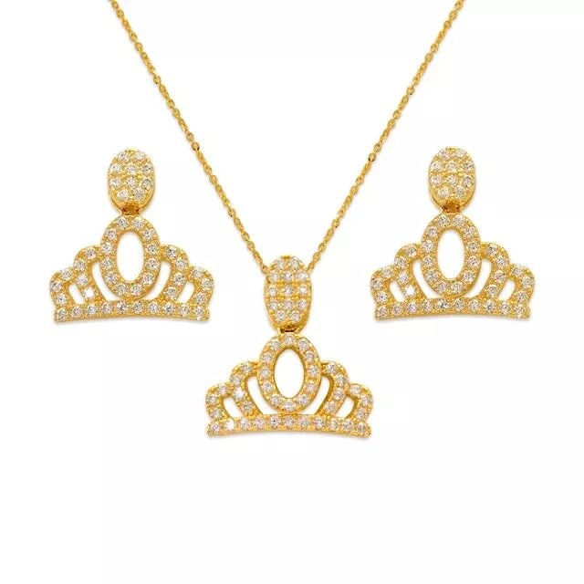 NEW 14K YELLOW GOLD FANCY COLLECTION SET EARRINGS PENDANT (1 of 2)