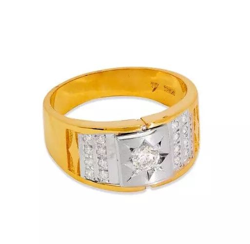 NEW 14K TWO TONE GOLD MEN'S FANCY CZ RING (1 of 2)