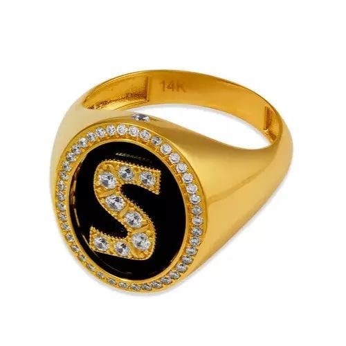 NEW 14K YELLOW GOLD MEN'S INITIAL S RING (1 of 2)