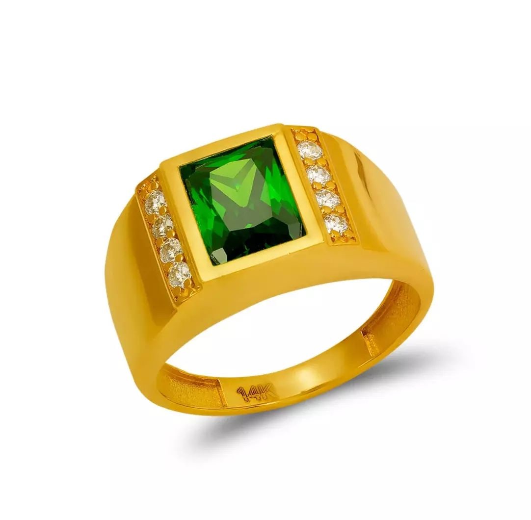 NEW 14K YELLOW GOLD MEN'S CZ RING (1 of 2)