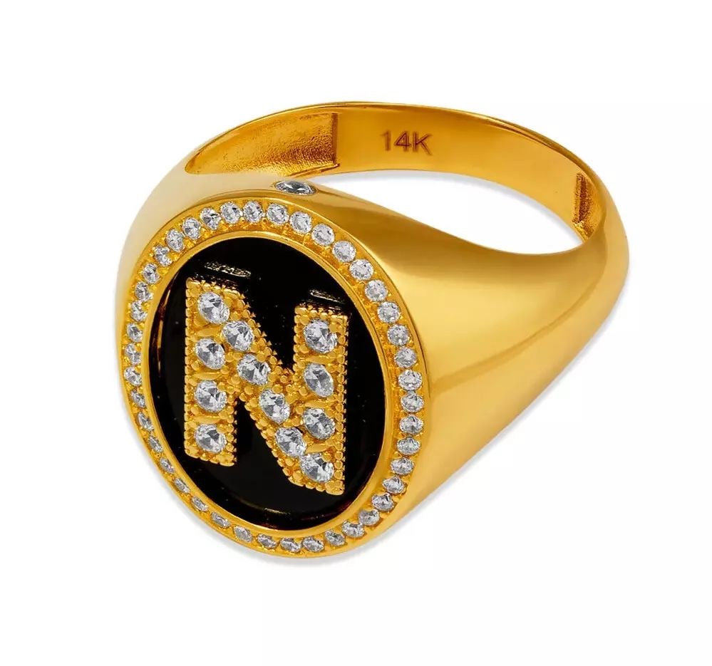 NEW 14K YELLOW GOLD MEN'S INITIAL N RING (1 of 2)