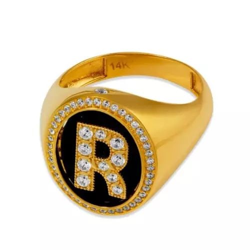 NEW 14K YELLOW GOLD MEN'S INITIAL R RING (1 of 2)
