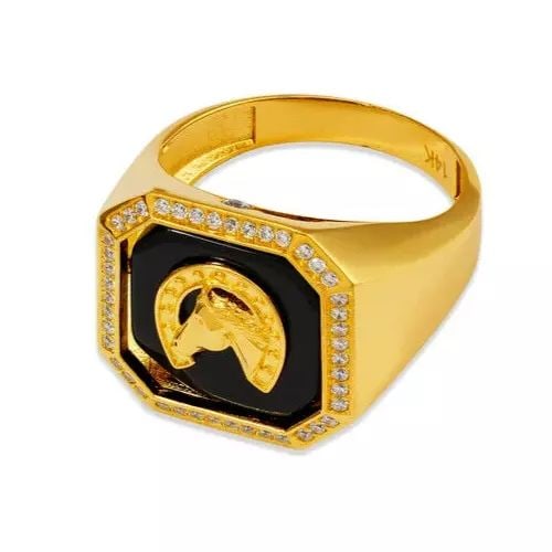NEW 14K YELLOW GOLD MEN'S HORSESHOE RING (1 of 2)