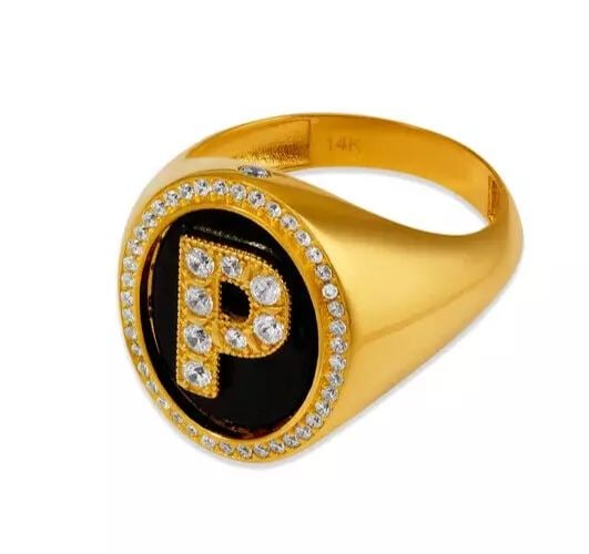 NEW 14K YELLOW GOLD MEN'S INITIAL P RING (1 of 2)