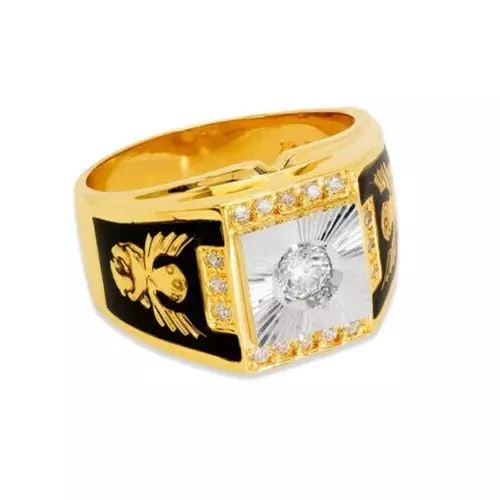 NEW 14K TWO TONE GOLD MEN'S FANCY CZ RING (1 of 2)