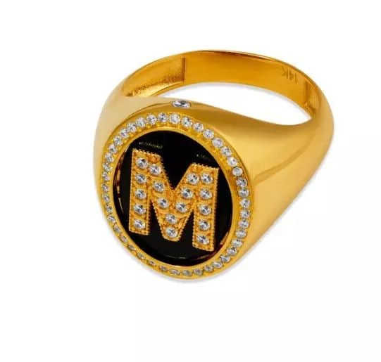 NEW 14K YELLOW GOLD MEN'S INITIAL M RING (1 of 2)