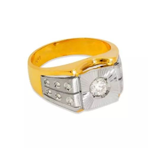 NEW 14K TWO TONE GOLD MEN'S FANCY CZ RING (1 of 2)
